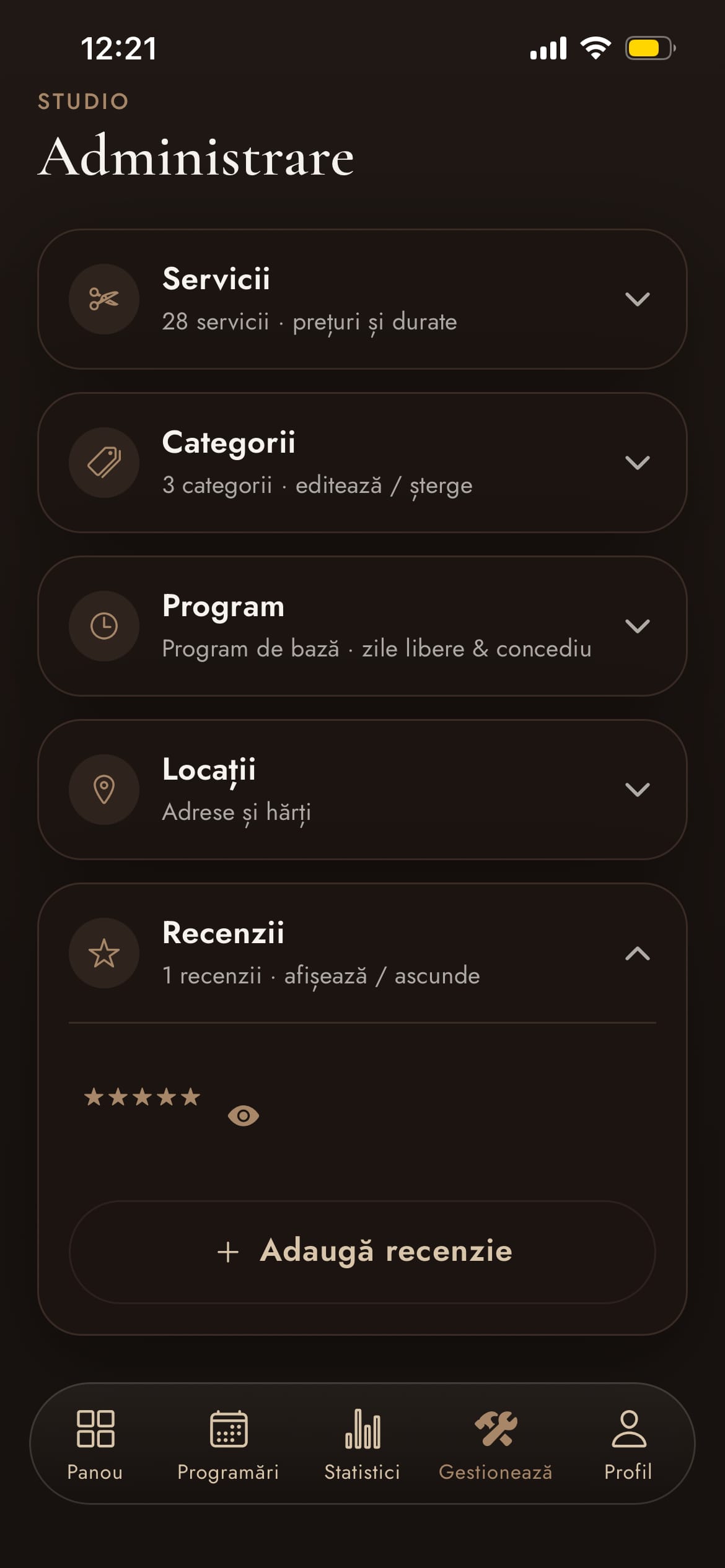 Admin — Reviews